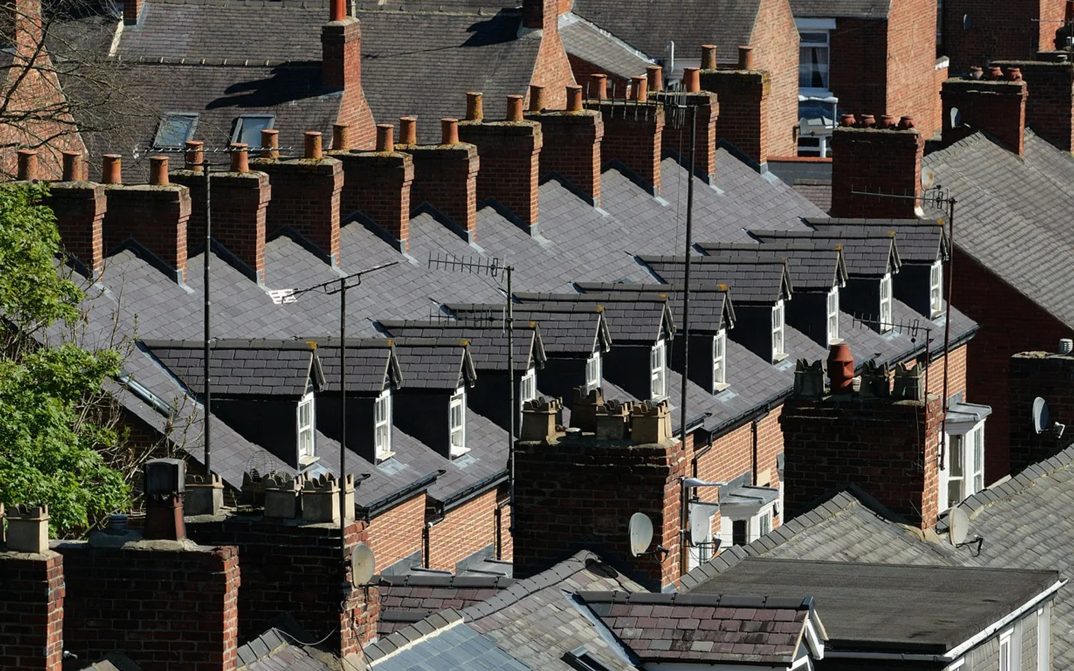 Chimneys, rooftops and terraced houses