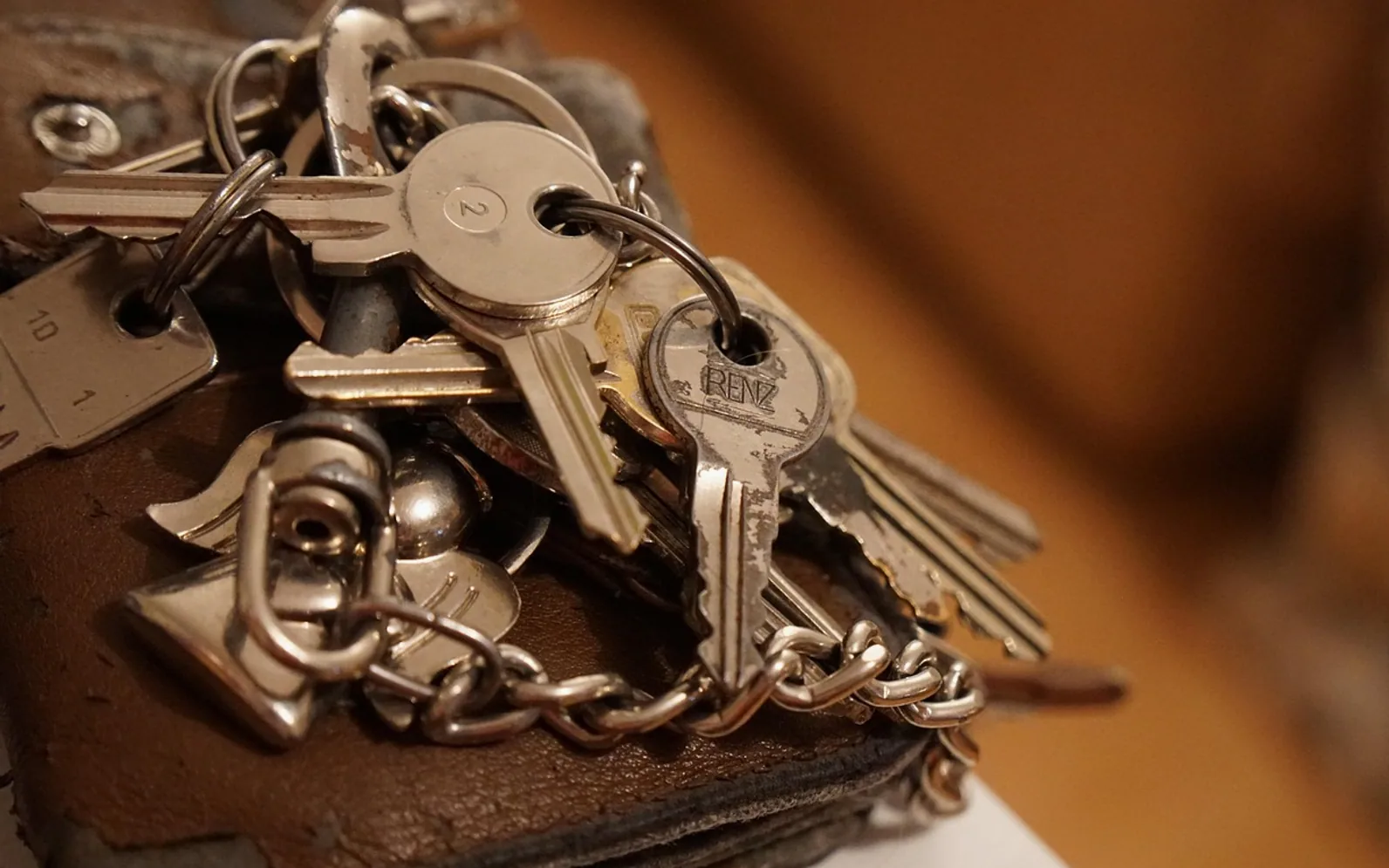 Keychain, key and metal