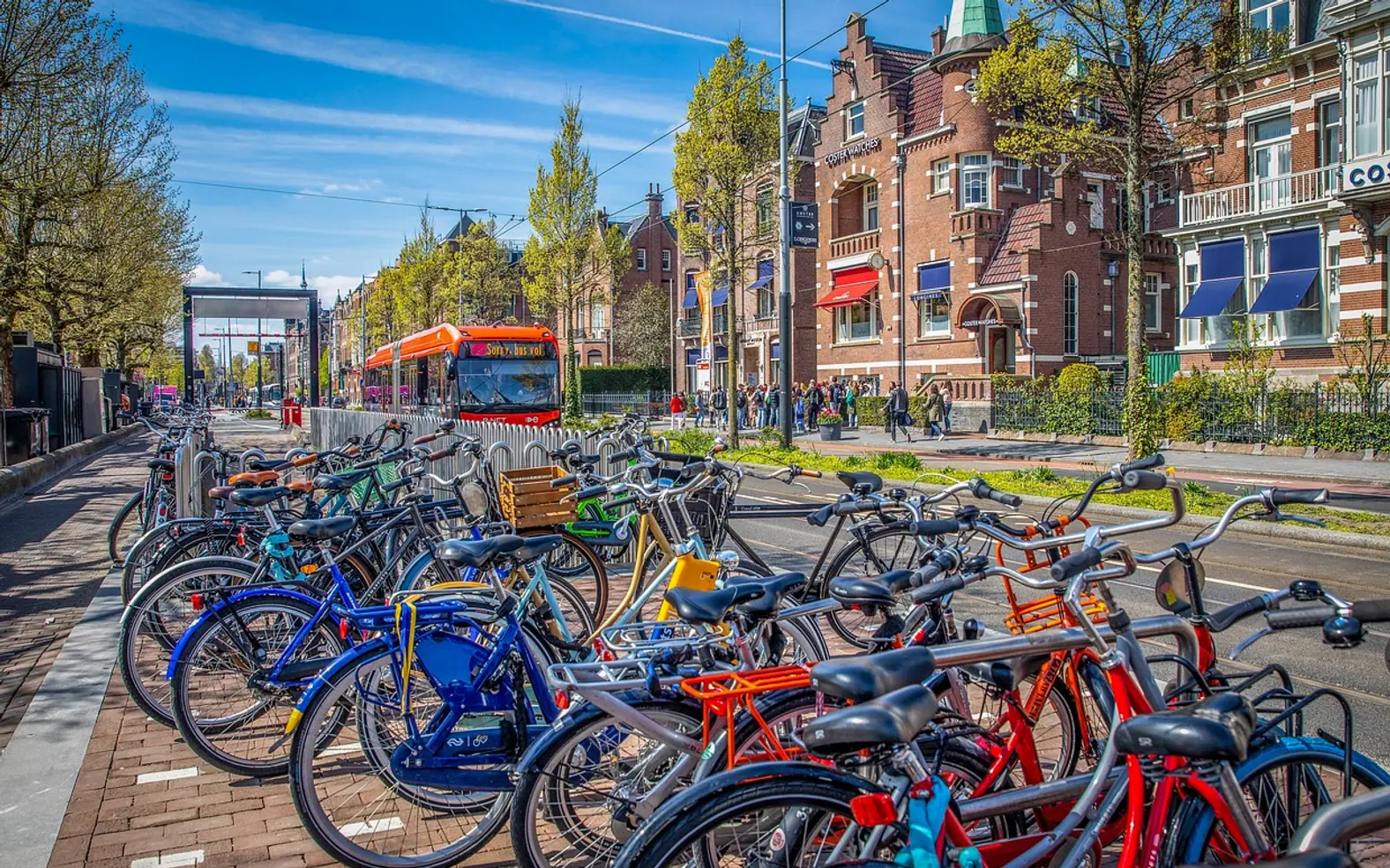 Bicycles, street and sidewalk