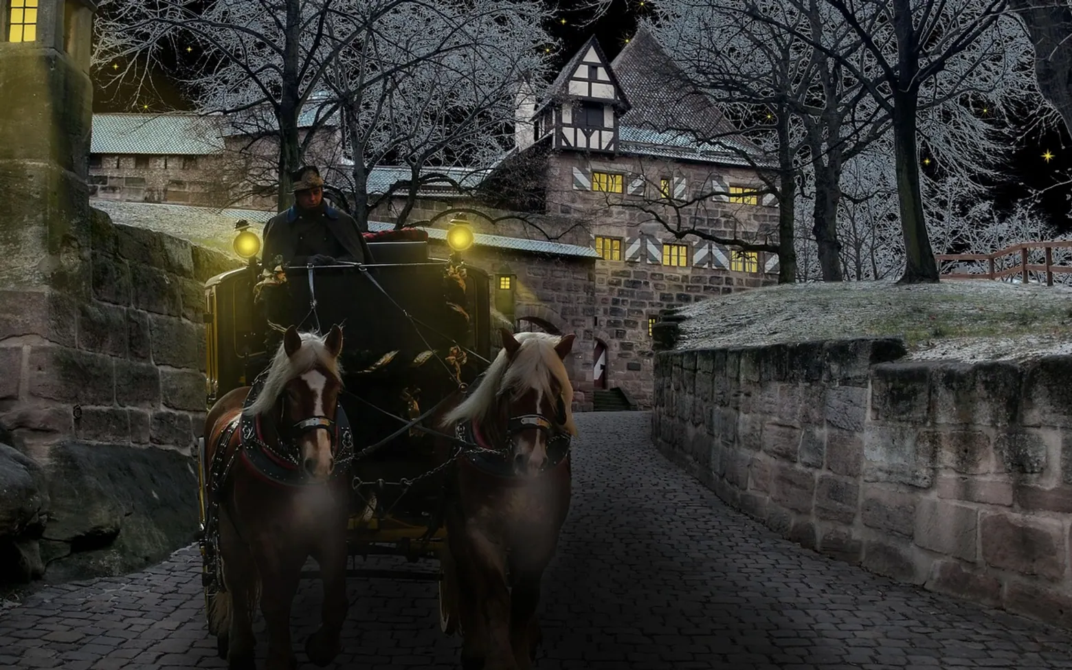 Winter, coach and castle