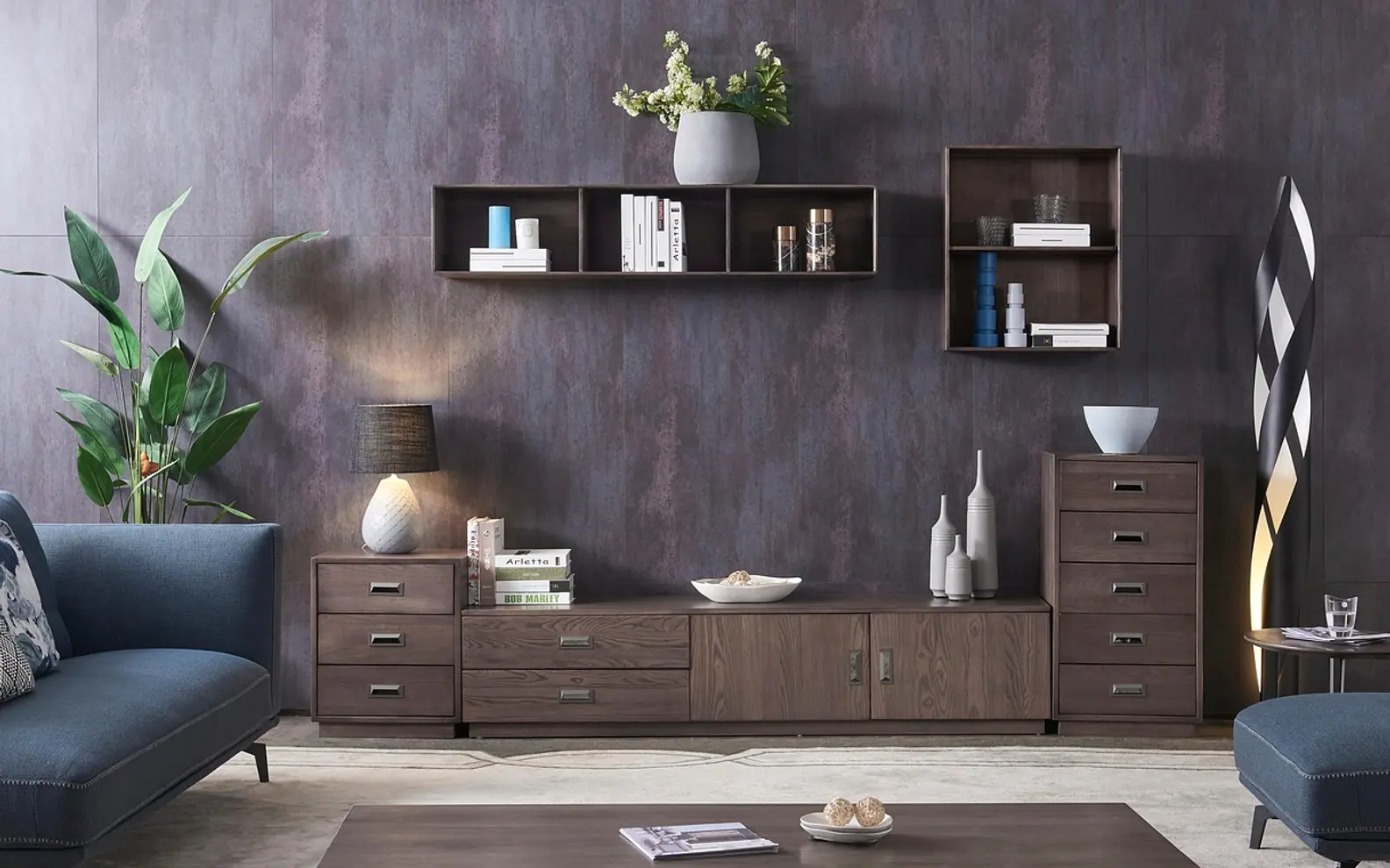 Tv cabinet, wall and interior design